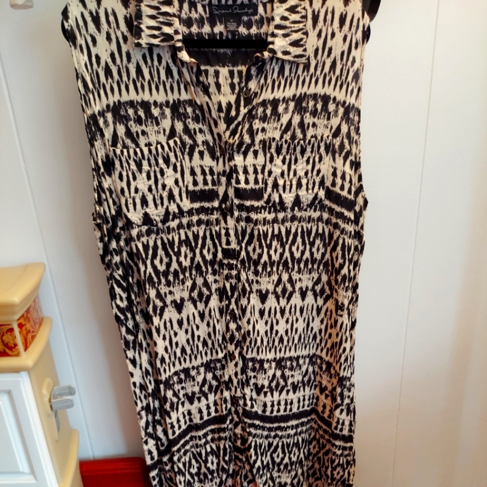 Beige and black print button dress.french laundry,size 3x